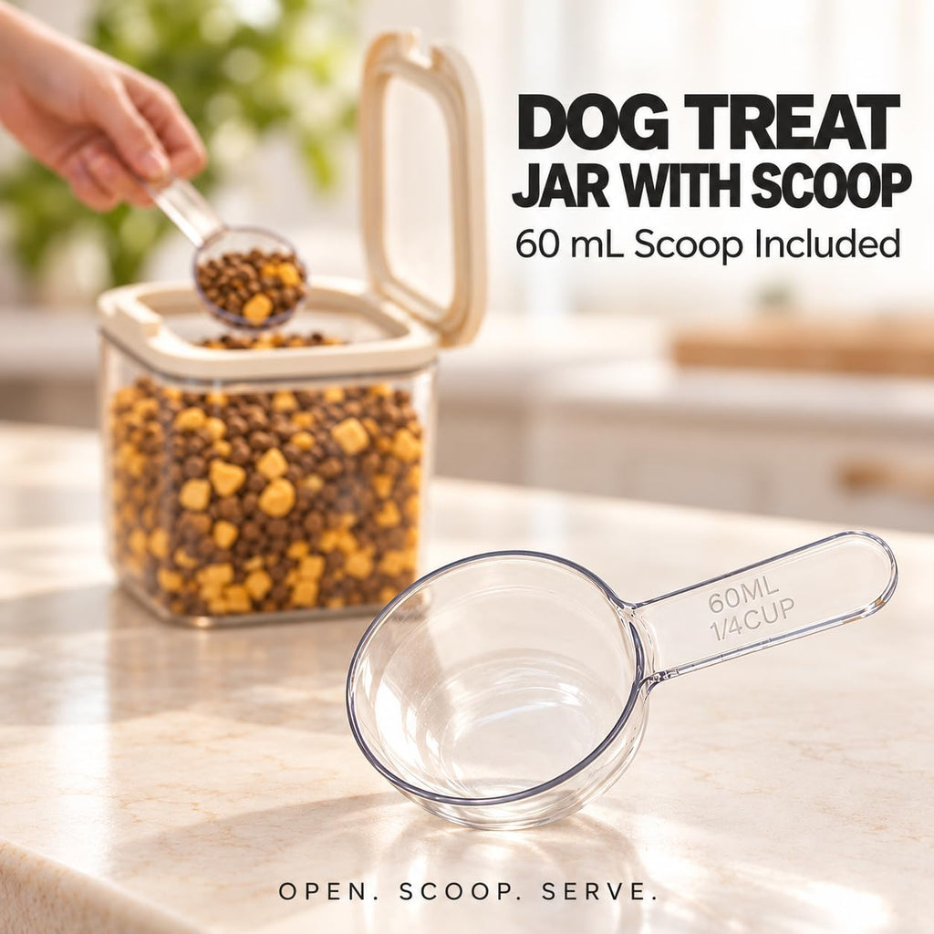 LivLab Mker Pet Treat Container, 3.49QT, One-Handed Open, Clear, Stackable