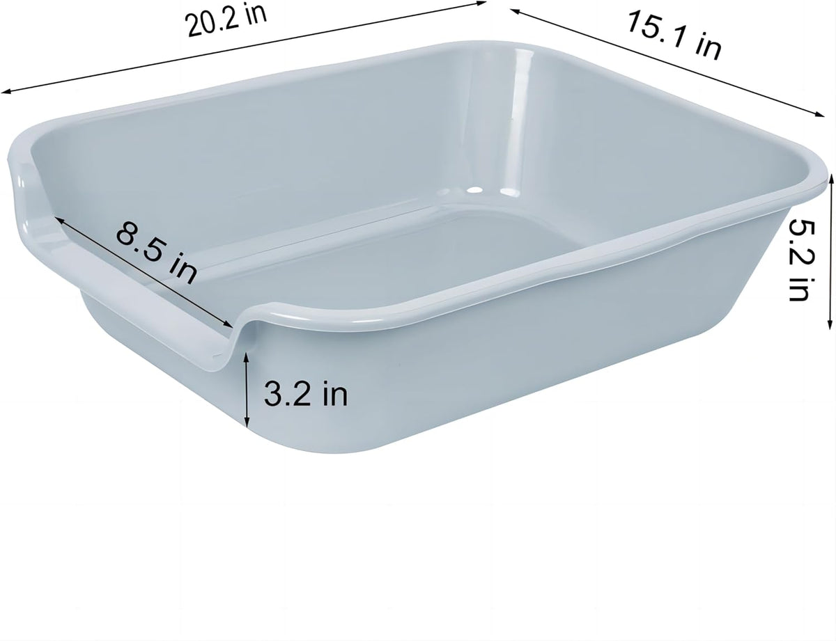 Extra Large Low Entry ABS Cat Litter Box, Grey, 20" L x 15.5" W, 1 Pack | Durable low entry litter box, non-stick, odor-free, ideal for seniors, kittens, rabbits, large cats and multi-pet homes.