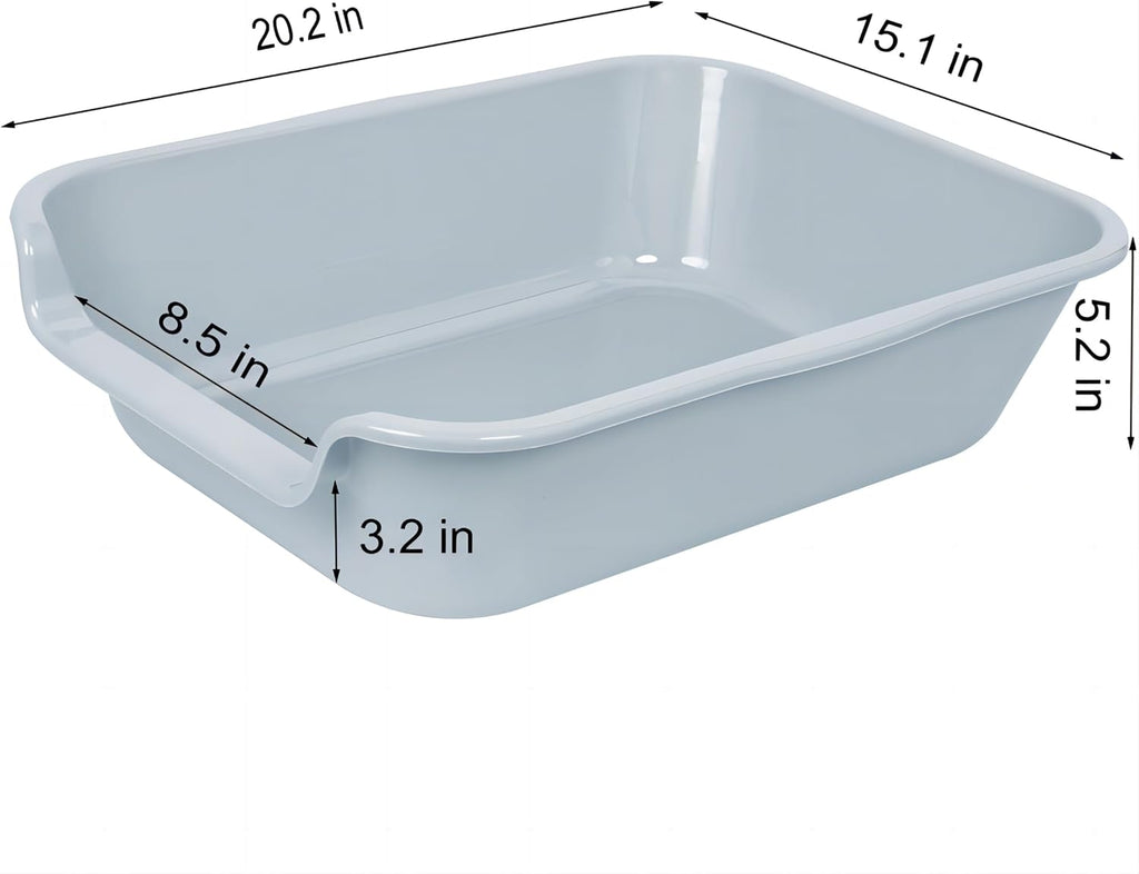 Extra Large Low Entry ABS Cat Litter Box, Grey, 20" L x 15.5" W, 1 Pack | Durable low entry litter box, non-stick, odor-free, ideal for seniors, kittens, rabbits, large cats and multi-pet homes.