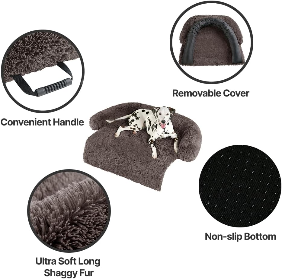 Codi Dog Couch Bed, Sofa Cover Mat, Ash Brown, 41 x 37 x 6 Inch