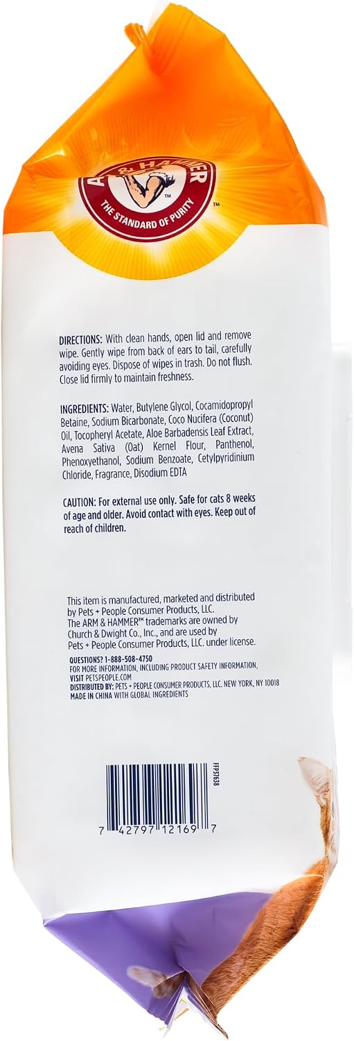Arm & Hammer Cat Odor Control Wipes, Violet Cedarwood, 100 Count