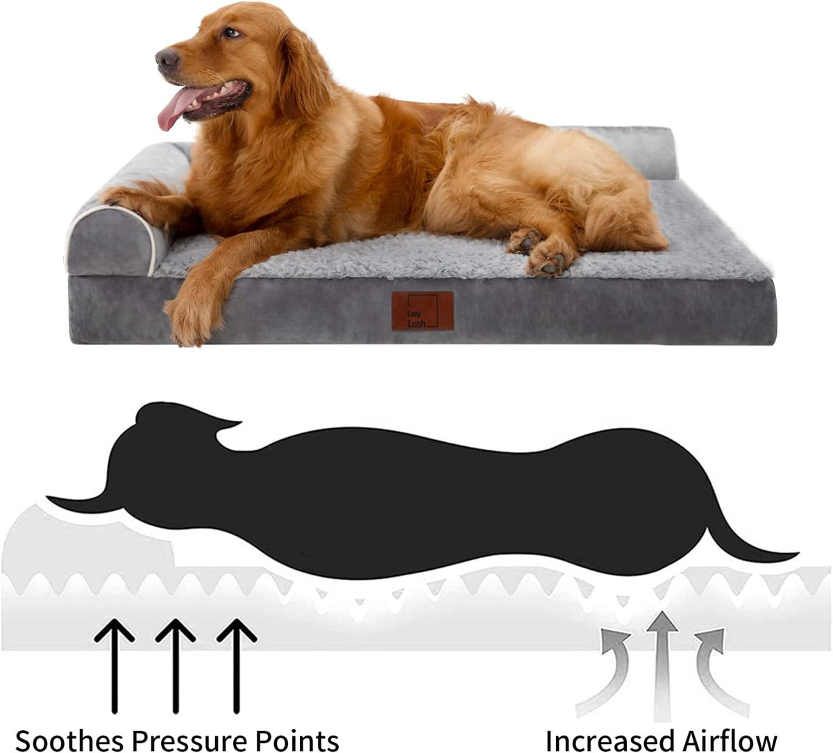 Orthopedic Dog Bed, Pet Sofa with Bolster for Extra Large Dogs