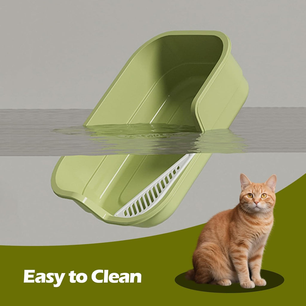 Extra Large Cat Litter Box with High Sides,Cats Boxes for Indoor Cats,Cat Litter Pan for Kitty,Litter Box with Low Entry,Easy to Clean,Anti-Splashing,23.6" x15.7" x5.9" (White)
