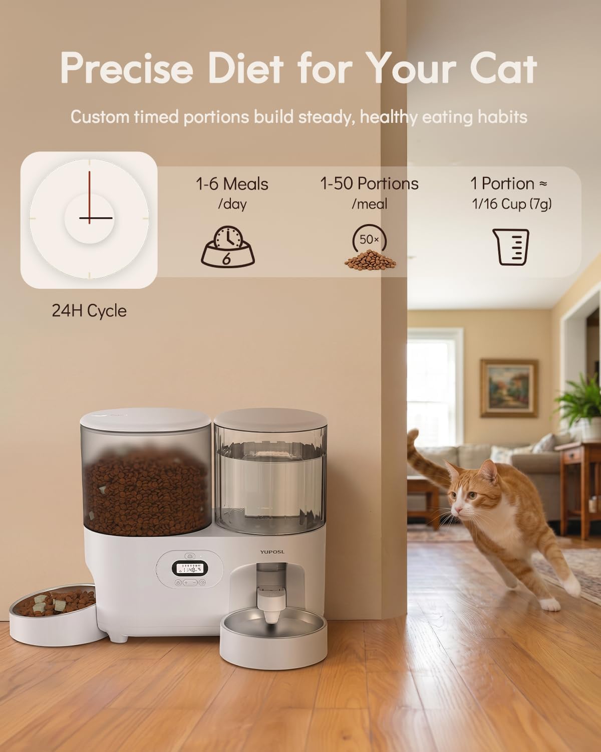Yuposl Automatic Cat Feeder and Cat Water Dispenser, 10L Large Capacity