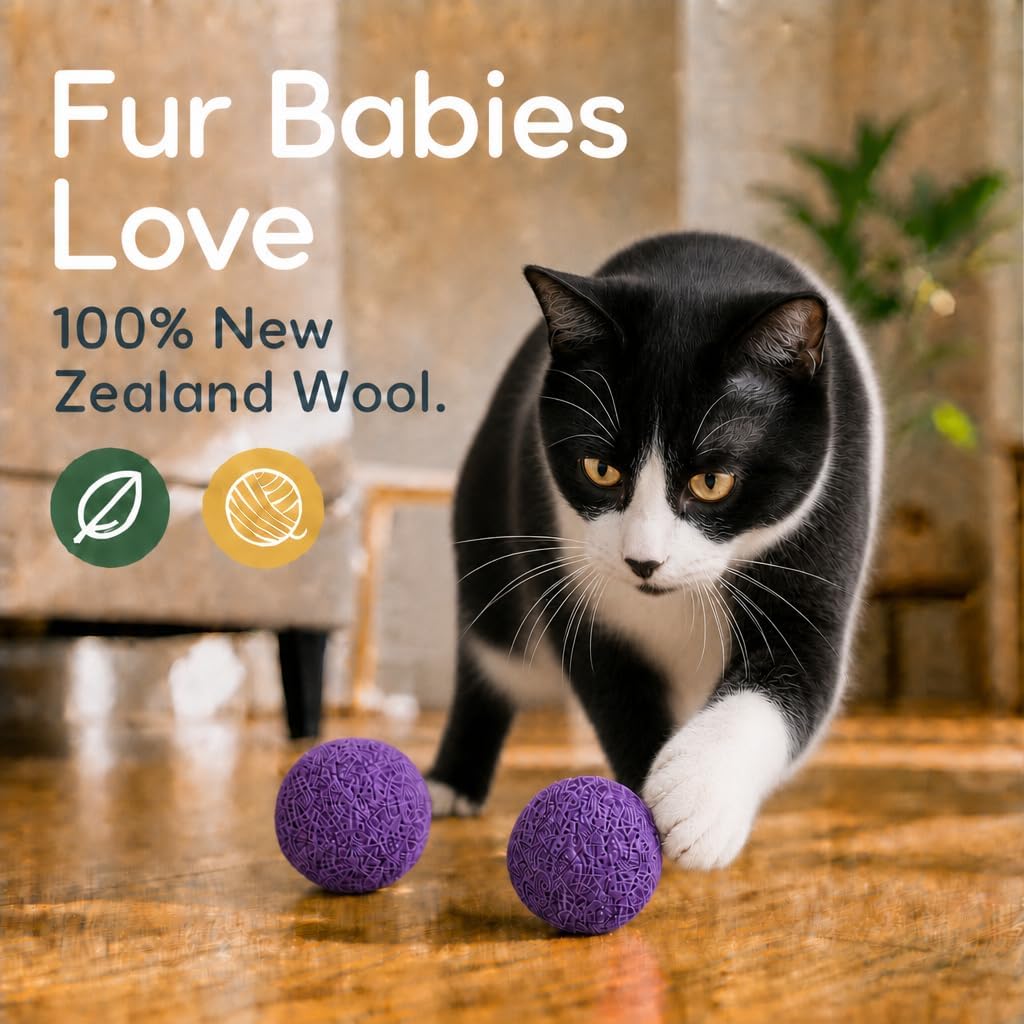 Wool Cat Toys, Purple, 6PCS