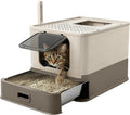 PAKEWAY XL Enclosed Stainless Steel Cat Litter Box with Pull-Out Drawer