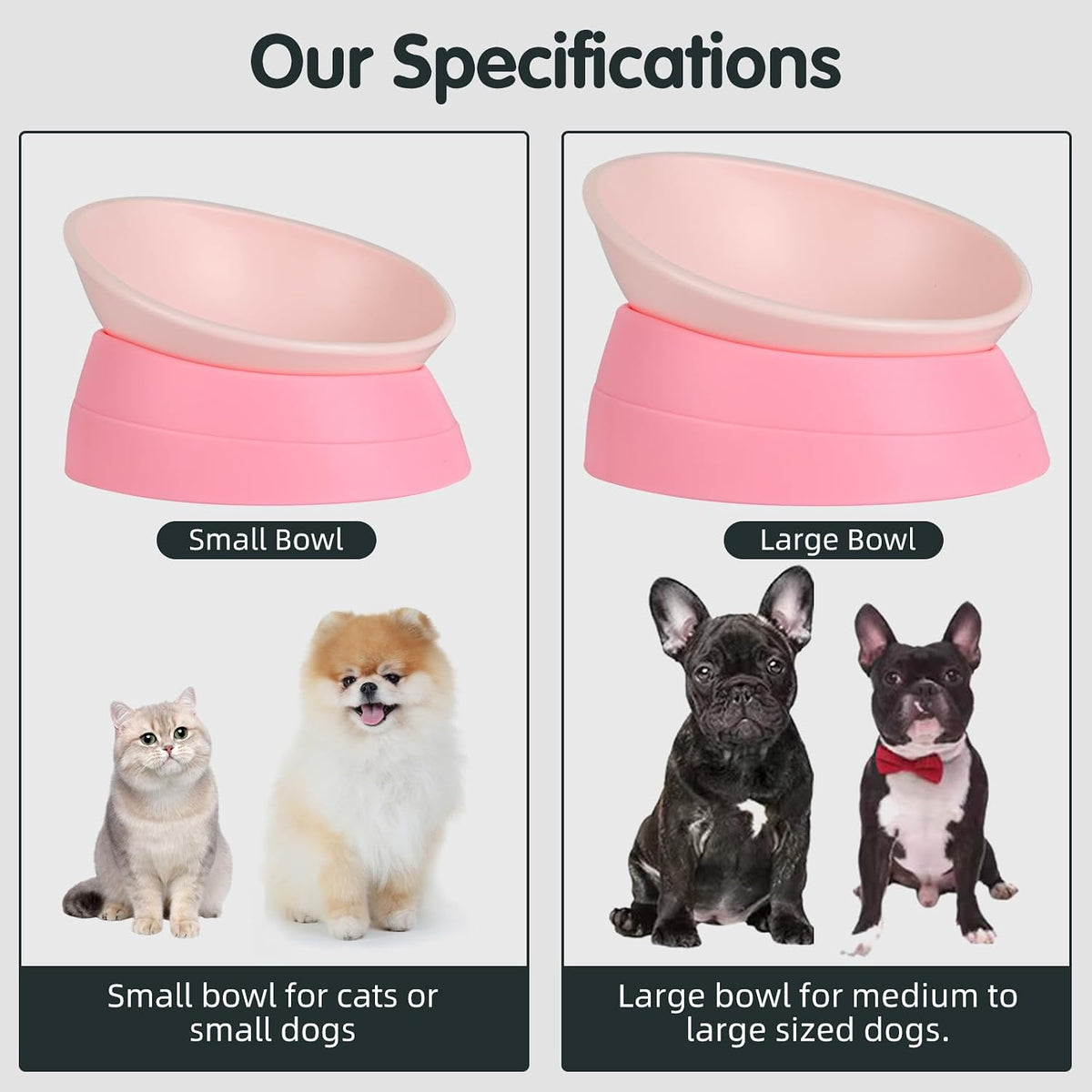 Bulldog Bowl Anti-Slip Dog Cat Dish Detachable Rubber Dog Bowl Pet Sterile Tilted Pet Feeder Slope Base 