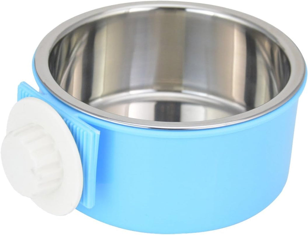 Crate Dog Bowl Removable Stainless Steel Water Food Feeder Bowls Cage Coop Cup for Cat Puppy Bird Pets 