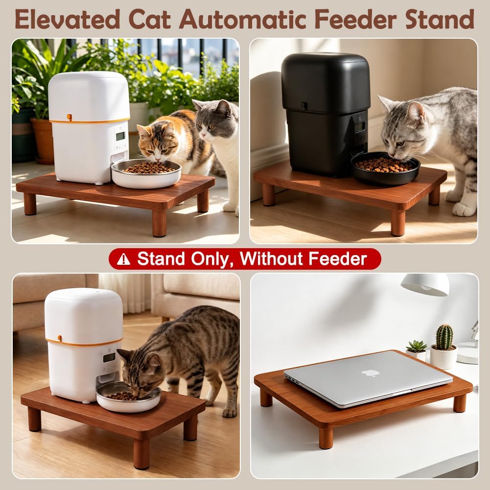 SZEE Cat Food Stand, Elevated Cat Feeder Stand for Automatic Feeder & Bowls
