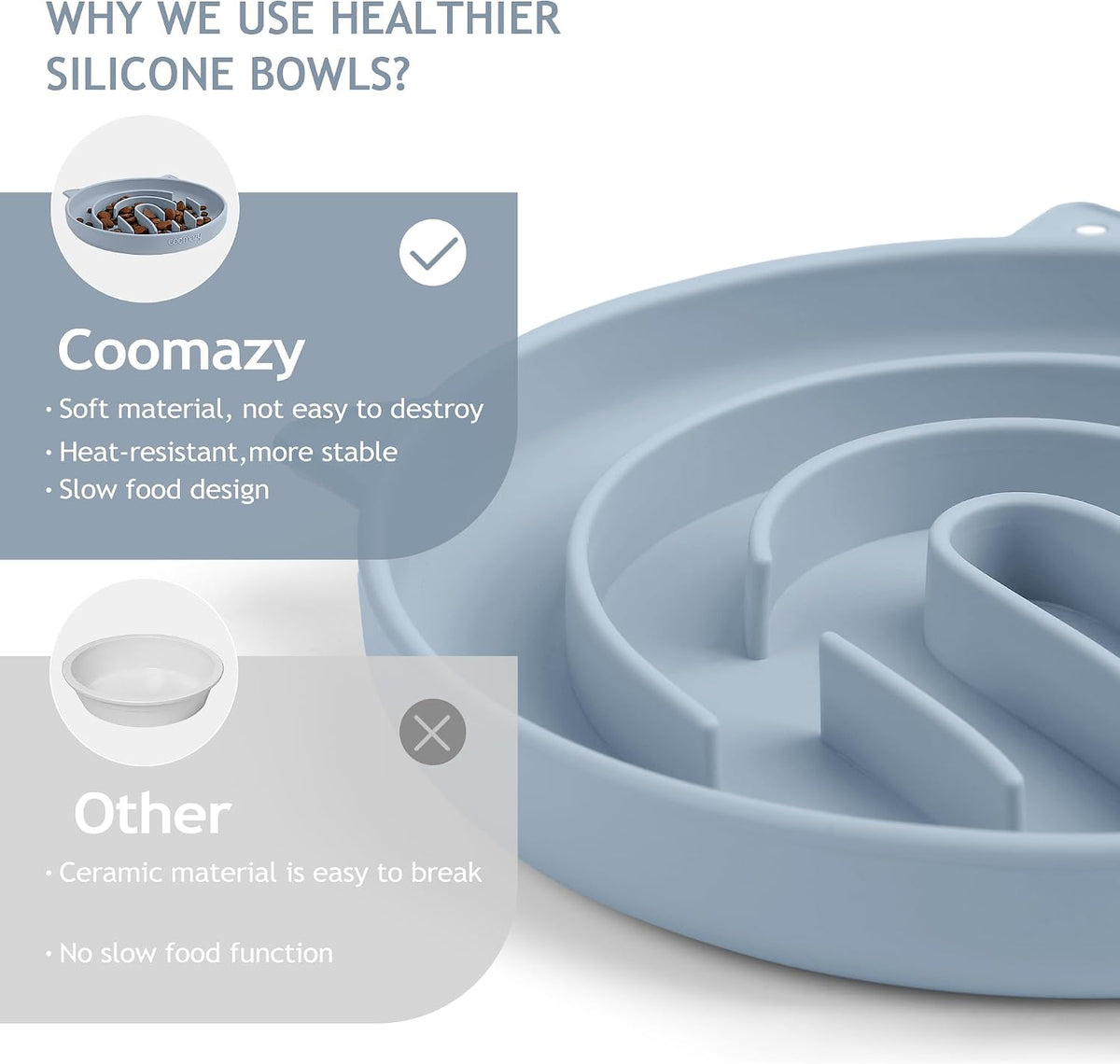 Coomazy Slow Feeder Cat Bowl Silicone Pet Puzzle Feeder for Slow Eating