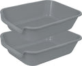 Extra Large Low Entry ABS Cat Litter Box, Grey, 20" L x 15.5" W, 2 Pack | Durable low entry litter box, non-stick, odor-free, ideal for seniors, kittens, rabbits, large cats and multi-pet homes.