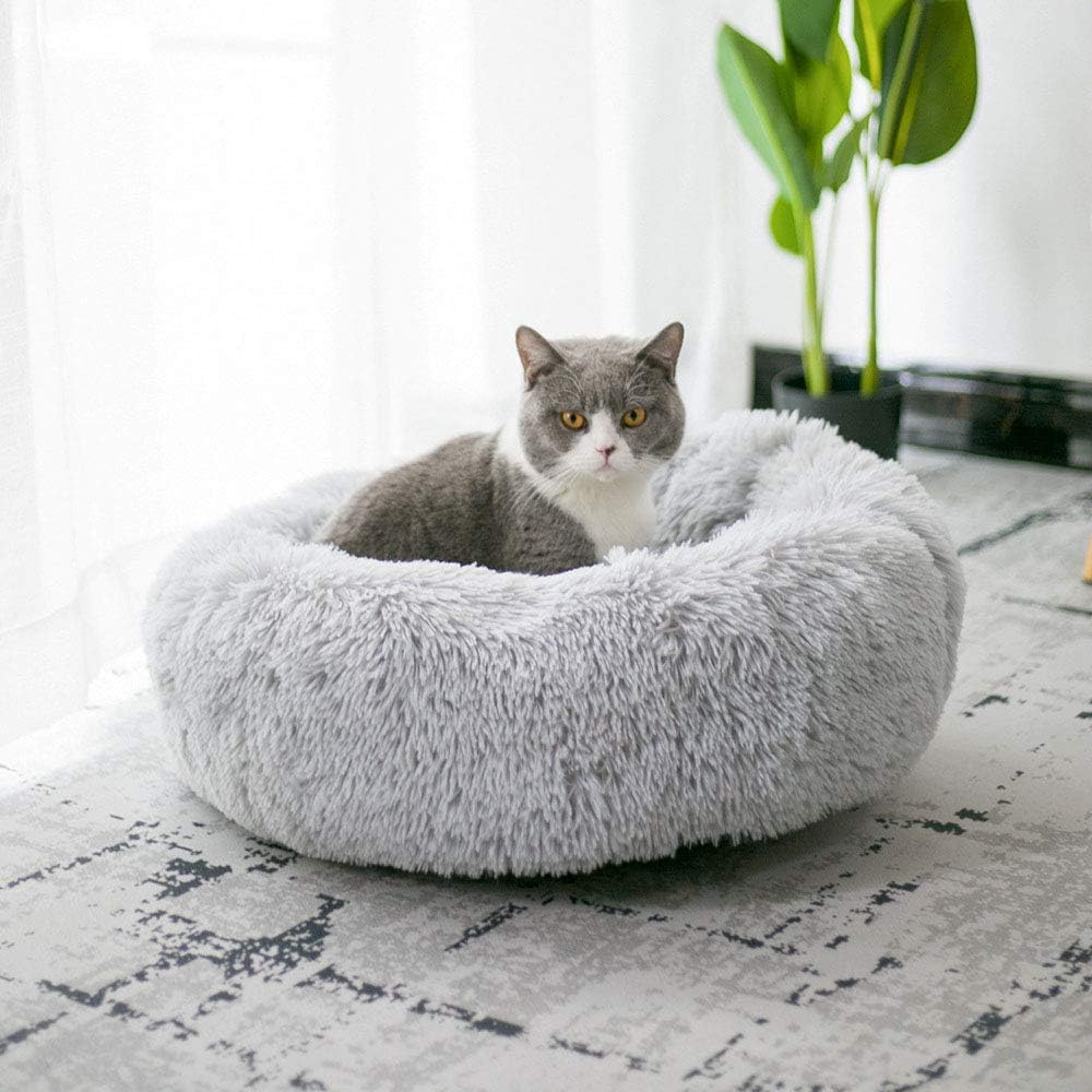 Dog Bed for Small Dogs & Cats, 24 Inch Medium Fluffy Washable Donut Bed