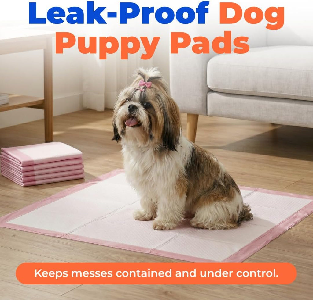 Best Pet Supplies Dog Training Puppy Pee Pads - Pink, 300 Count | 22.5x22" Potty Pads, Super Absorbent, Disposable, Leakproof, Keeps Floors Protected & Paws Dry, For Indoor Dogs, Odor Control