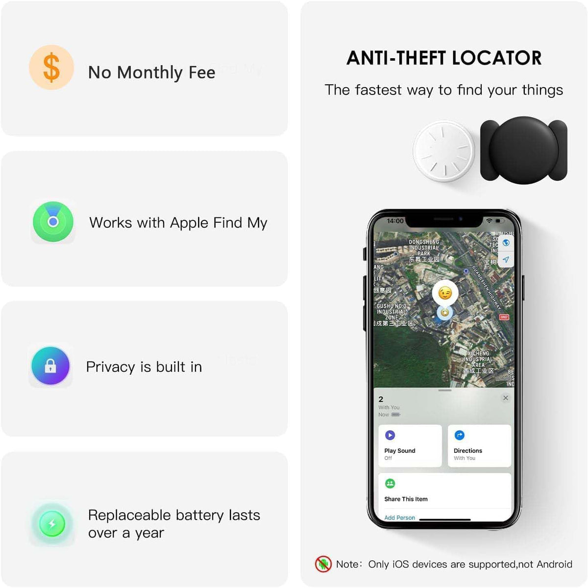GPS Tracker for Vehicles, 2 PCS Portable Real-Time Location Tracking Device, Vehicle Tracker No Monthly Fee Car Tracker, Magnetic Mini GPS Trackers for Motorcycles Trucks Pets Kids Elderly etc, Black