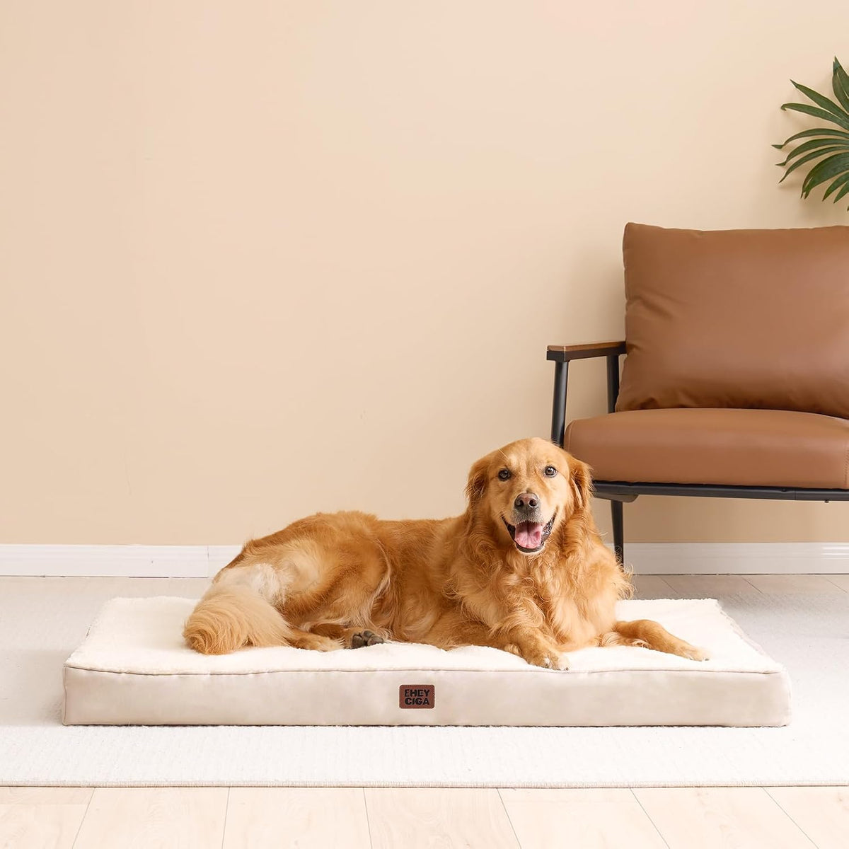 EHEYCIGA Orthopedic Dog Bed with Removable Washable Cover, Camel, 30IN