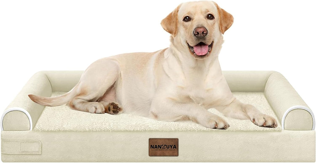 NANUYA Orthopedic Dog Bed for Large Dogs, 38 x 25 Inch, Beige