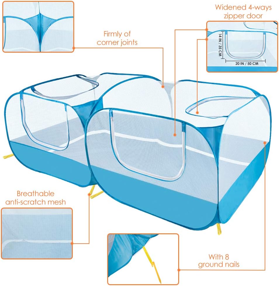 SlowTon Small Animals Playpen, Pop Up Detachable Bottom 73"x36"x25"