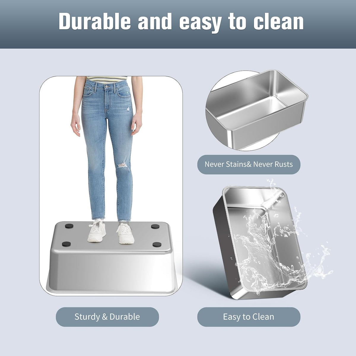 Stainless Steel Sifting Litter Box, for Pine Wood Pellet Cat Litter