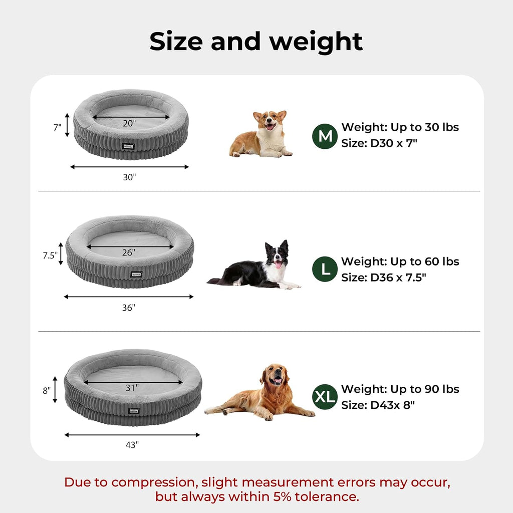 BALANCE Donut Dog Bed, 30 Inches Round Dog Bed Medium Size Dogs Washable, Orthopedic Calming Dogs Beds for Kitten, Fluffy Plush Faux Fur Pet Bed with Anti-Slip Bottom