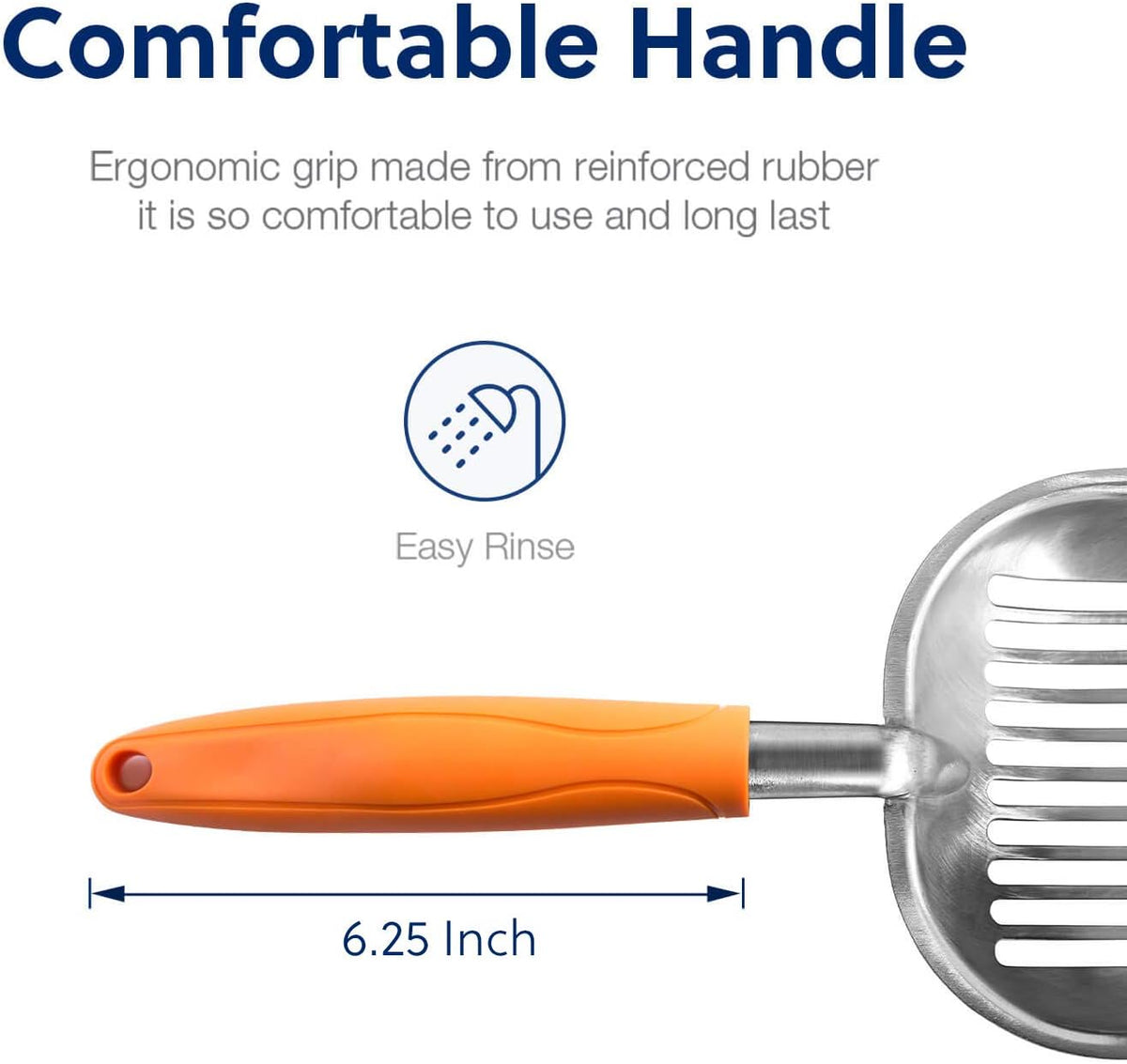 WePet Cat Litter Scoop, Aluminum Alloy Sifter, Kitty Metal Scooper, Deep Shovel, Long Handle, Poop Sifting, Kitten Pooper Lifter, Durable, Heavy Duty, for Litter Box