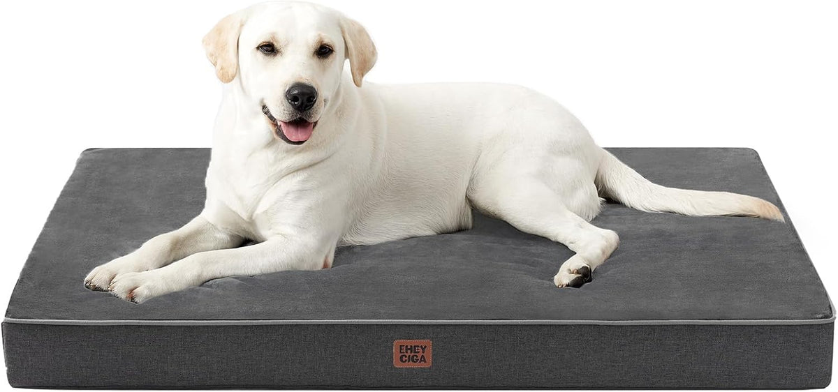 EHEYCIGA Extra Large Memory Foam Dog Bed Mat, 44x32Inch, Dark Grey