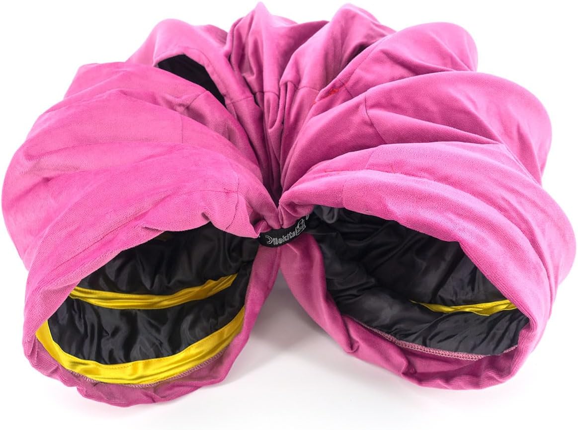Velvet Fabric - Foldable/Collapsible - 140x25 cm (55.12x9.84 Inches) Cat Tunnel (Pink)