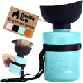 GORILLA GRIP Portable Dog Water Bottle, Food Grade Silicone, 16oz Turquoise | Water Bowl Dispenser for Dogs, Leak Proof Pet Travel Squeeze Bottles, Pet Stocking Stuffer, Puppy Essentials 
