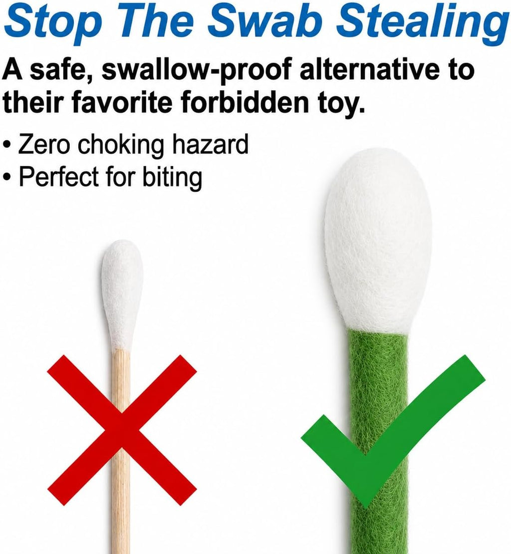 Glaciart One XXL Swabs Cat Toys with Catnip - 2 Pk | Durable for Chew, Cute Cat Toys Interactive Kitty for Boredom, Exercise, & Play | Filled w/Organic Catnip for Anxiety & as Digestive Aid