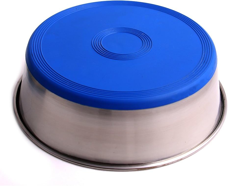 Max and Neo Heavyweight Non-Skid Rubber Bottom Stainless Steel Dog Bowl - We Donate a Bowl to a Dog Rescue For Every Bowl Sold (Large - 80oz - 9.5" Diameter) 