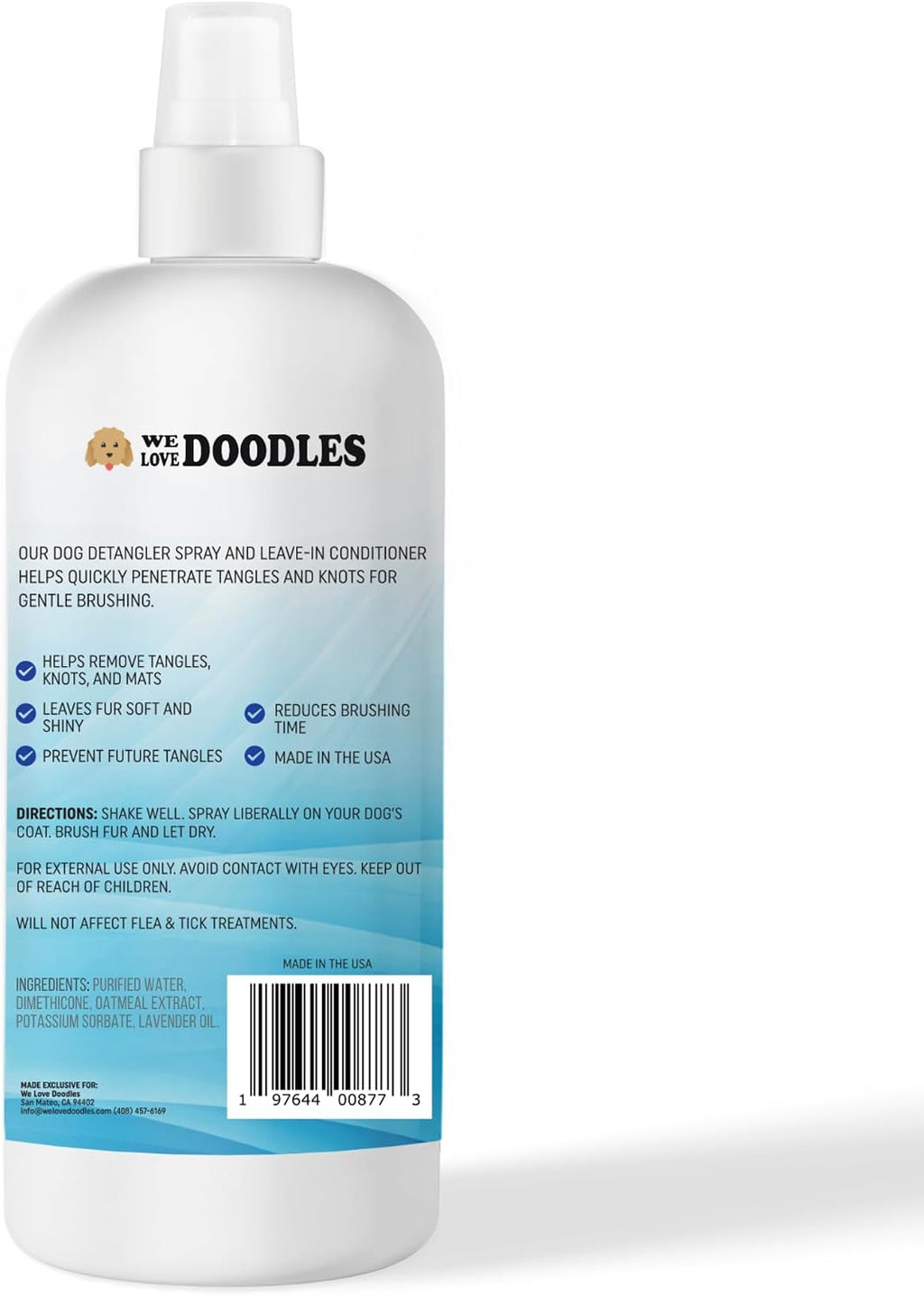 Dog Detangler Spray, Leave-in Conditioner Spray for Dogs, Ocean Breeze 16oz