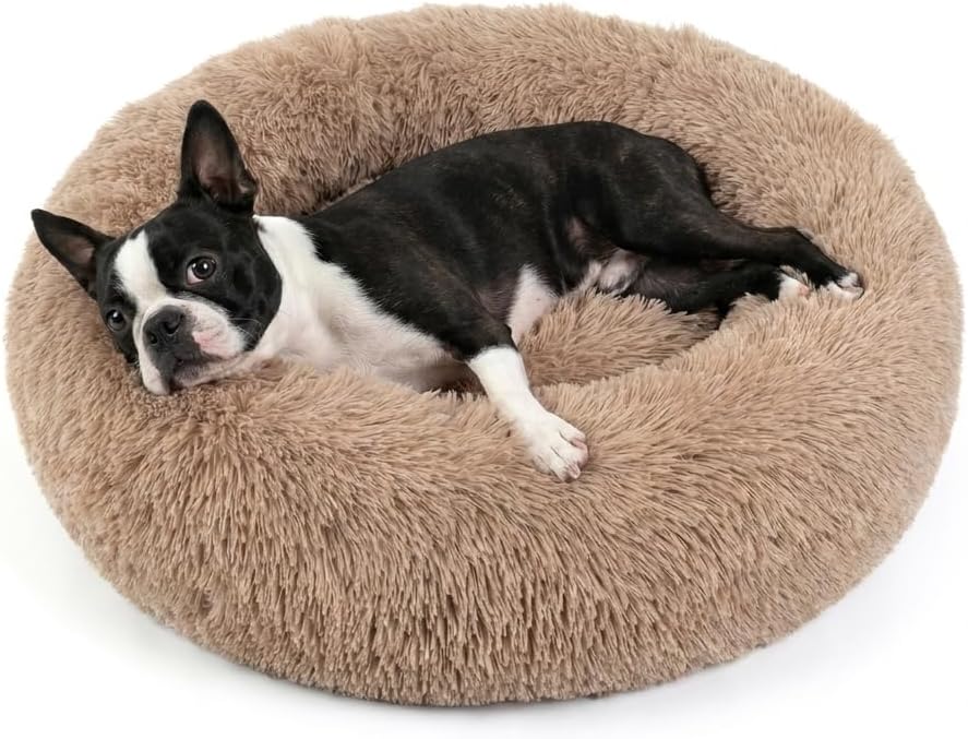 nononfish Cozy Donut Pet Bed,Calming Plush Dog Bed