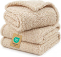 1 Pack 3 Calming Blankets Fluffy Premium Fleece Pet Blanket Soft Sherpa Throw for Dog Puppy Cat Beige Medium (30" x20'')