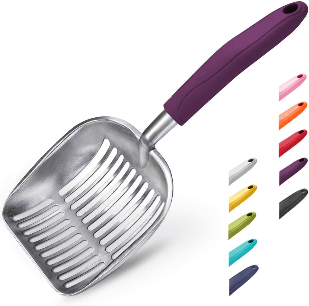 WePet Cat Litter Scoop, Aluminum Alloy Sifter, Kitty Metal Scooper, Deep Shovel, Long Handle, Poop Sifting, Kitten Pooper Lifter, Durable, Heavy Duty, for Litter Box