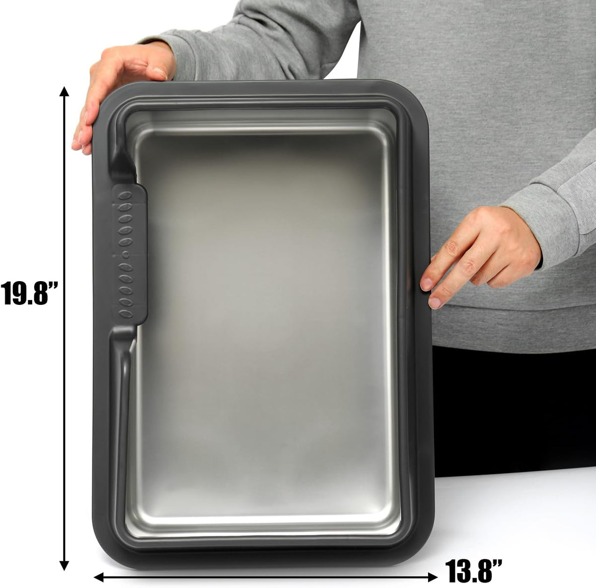 Kichwit Stainless Steel Cat Litter Box with Lid, 19.8" x 13.8" x 10"