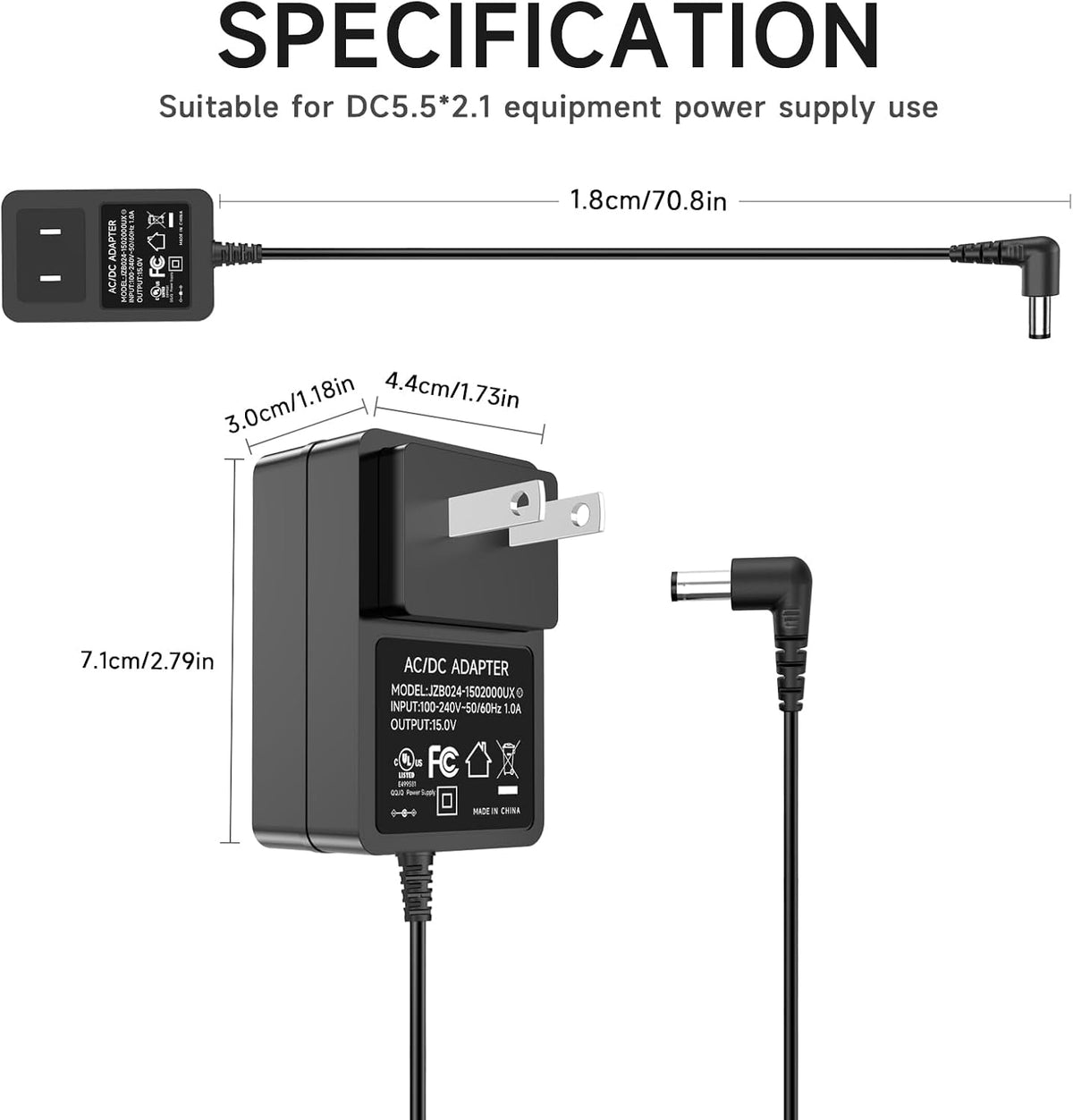 for Litter Robot Power Cord 15V DC Power Supply