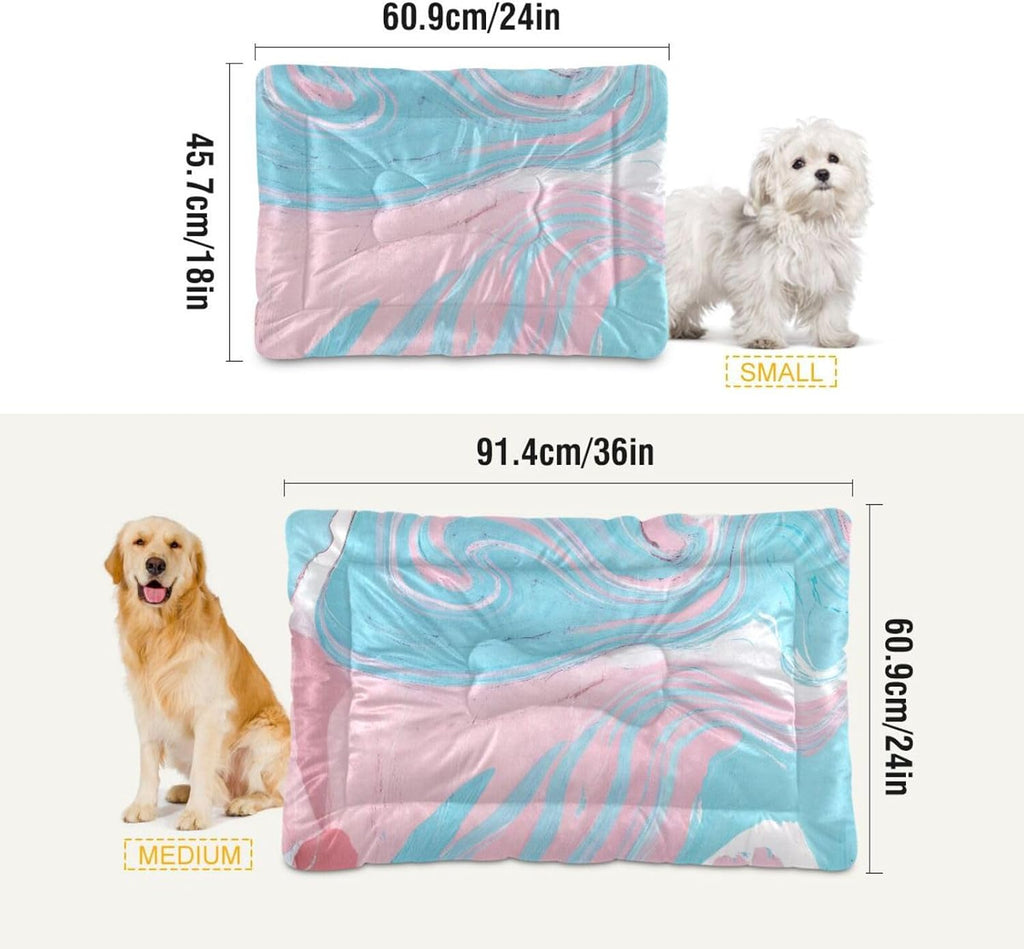 Blueangle Blue-Pink Marble Texture Pet Beds, Soft Dog or Cat Beds Ideal for Dog Crates, Machine Wash & Dryer Friendly (36" x 24")