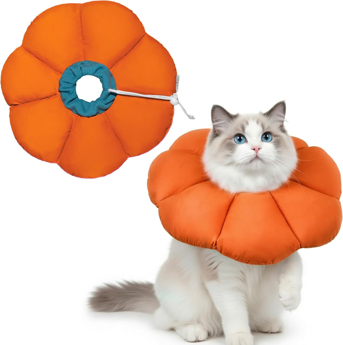 Soft Cat Cone Collar After Surgery,Cat Recovery Collar,Orange,Large