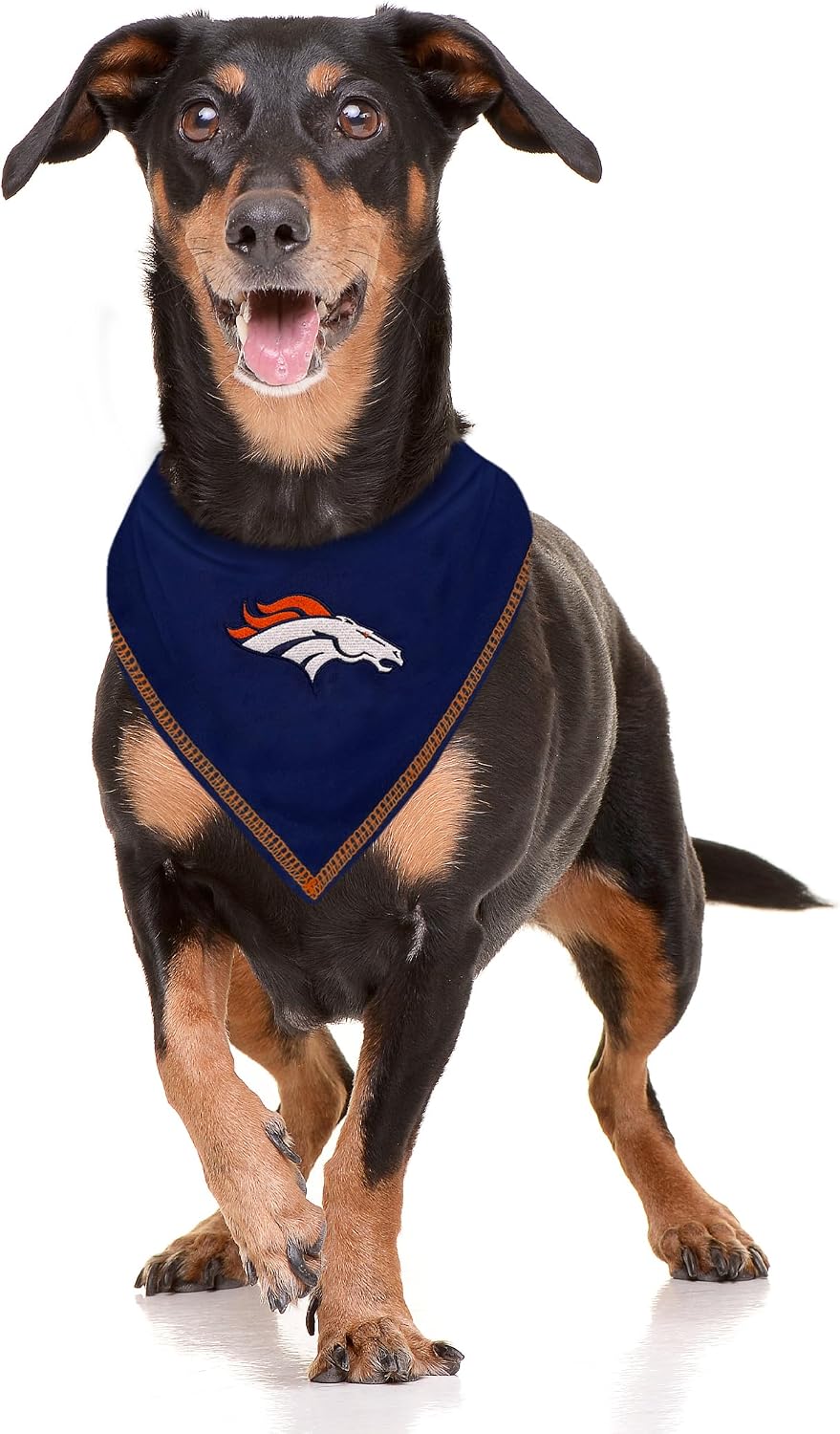 Pets First NFL Denver Broncos TIE Bandana, Large/X-Large. Dog Bandana Scarf Bib for Pet Cat Dog. The Ultimate Game-Day, Party Bandana (DEN-3550-L-XL)
