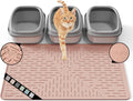 OHMO XL Cat Litter Mat, 37.5x25.2 Silicone Trapping Mat Coral | for Kitty Litter Box, Easy Clean, BPA Free Rubber, Center Litter Collection, Easy Pour-Back, Waterproof, Odor-Resistant