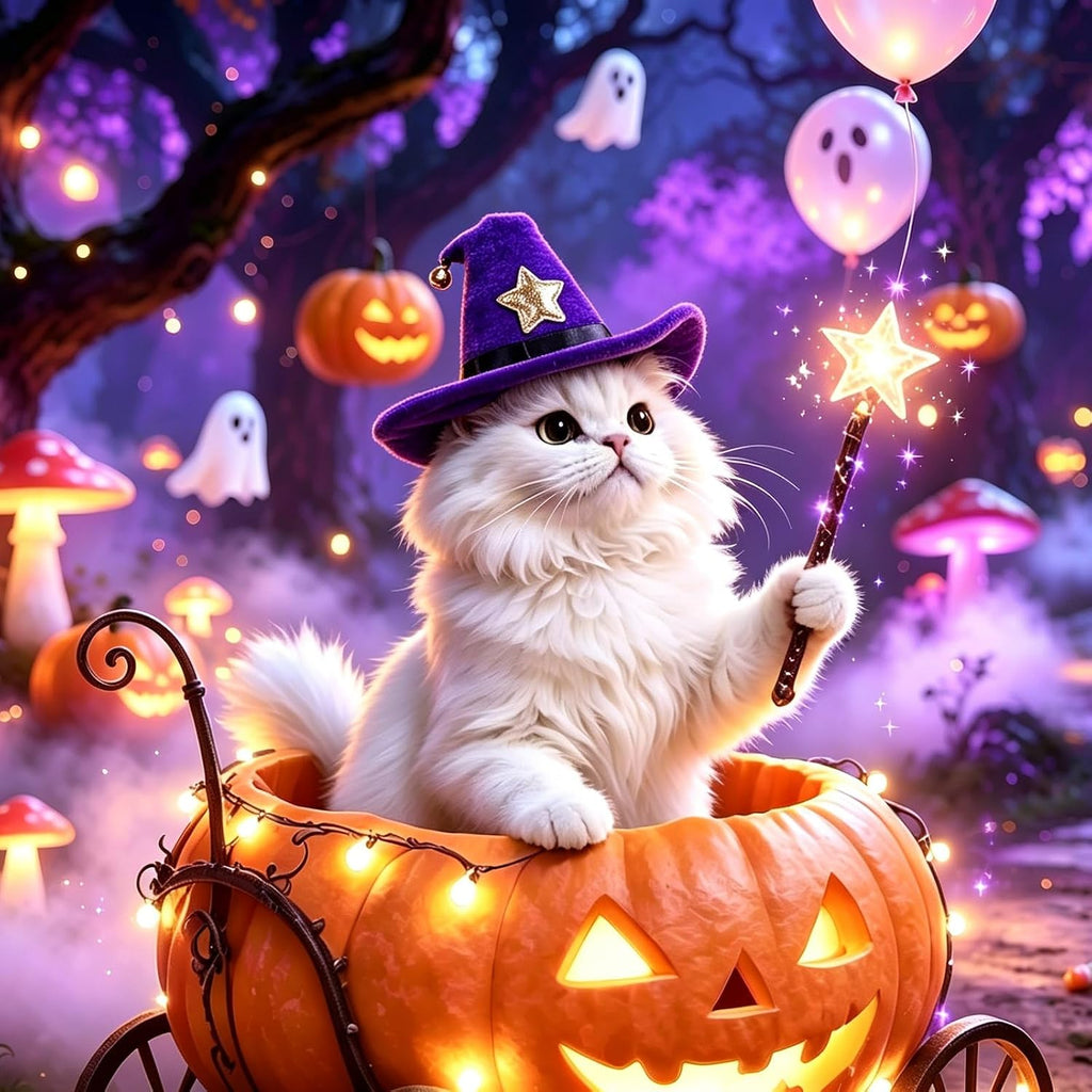 NAMSAN Pet Witch Costume for Cats Small Dogs Rabbits, Halloween Cat Wizard Hat, Small Dog Witch Hat, Halloween Cat Sorcerer Outfit for Holiday Party Cosplay Statue Decoration