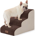 ZOMISIA Dog Stairs for Small Dogs - Pet Stairs for Couch and Bed, 35D Foam Dog Steps Ramp with Non-Slip Bottom Brown, 3 Steps
