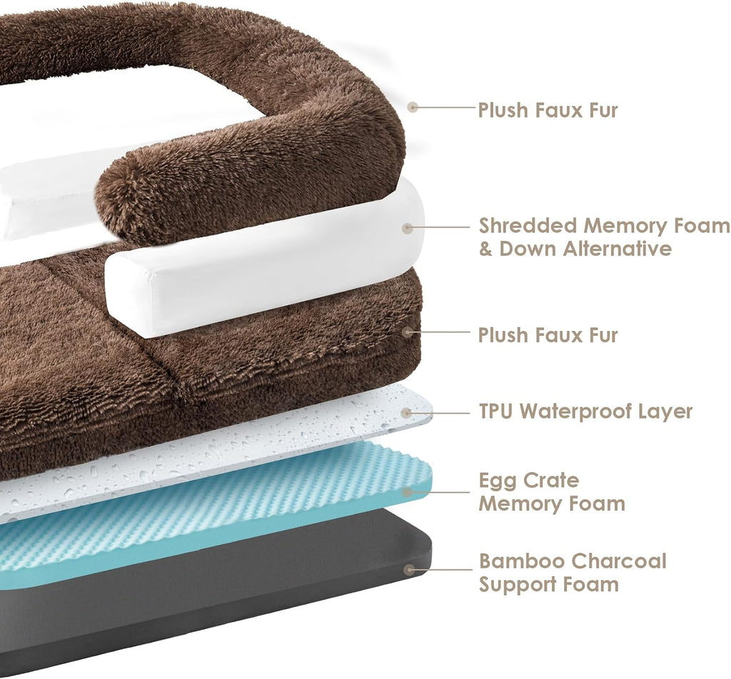 EHEYCIGA Foldable XXL Dog Bed for Large Sized Dog - 54x38x7.5, Brown