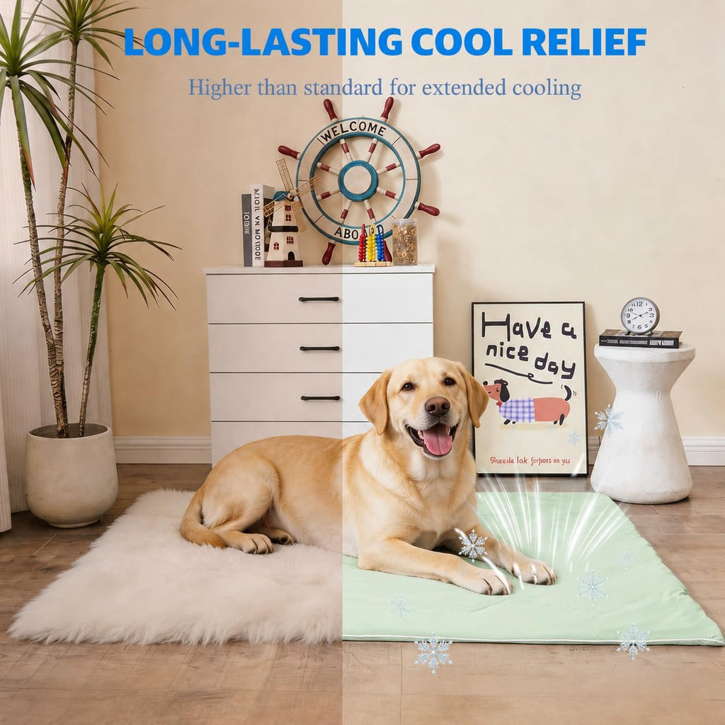 Cooling Blanket for Dogs. Dog Cooling Blankets for Large Dogs, Breathable Cooling Fabric, Cold Washable, Cooling Dog Blanket Durable Scratch-Resistant Soft Fabric for All Seasons, Leafy Green