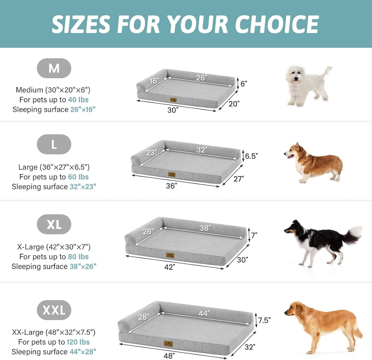 COZY KISS Cooling Dog Bed, Q-Max >0.4 Orthopedic Foam Dog Bed with Sides
