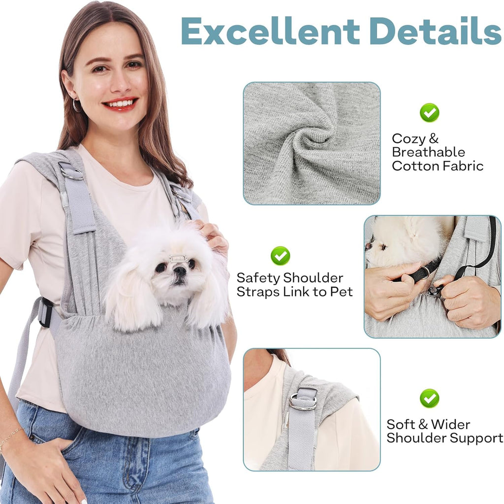 Supet Dog Sling Carrier for Small Pet, 95% Cotton Adjustable Front Backpack