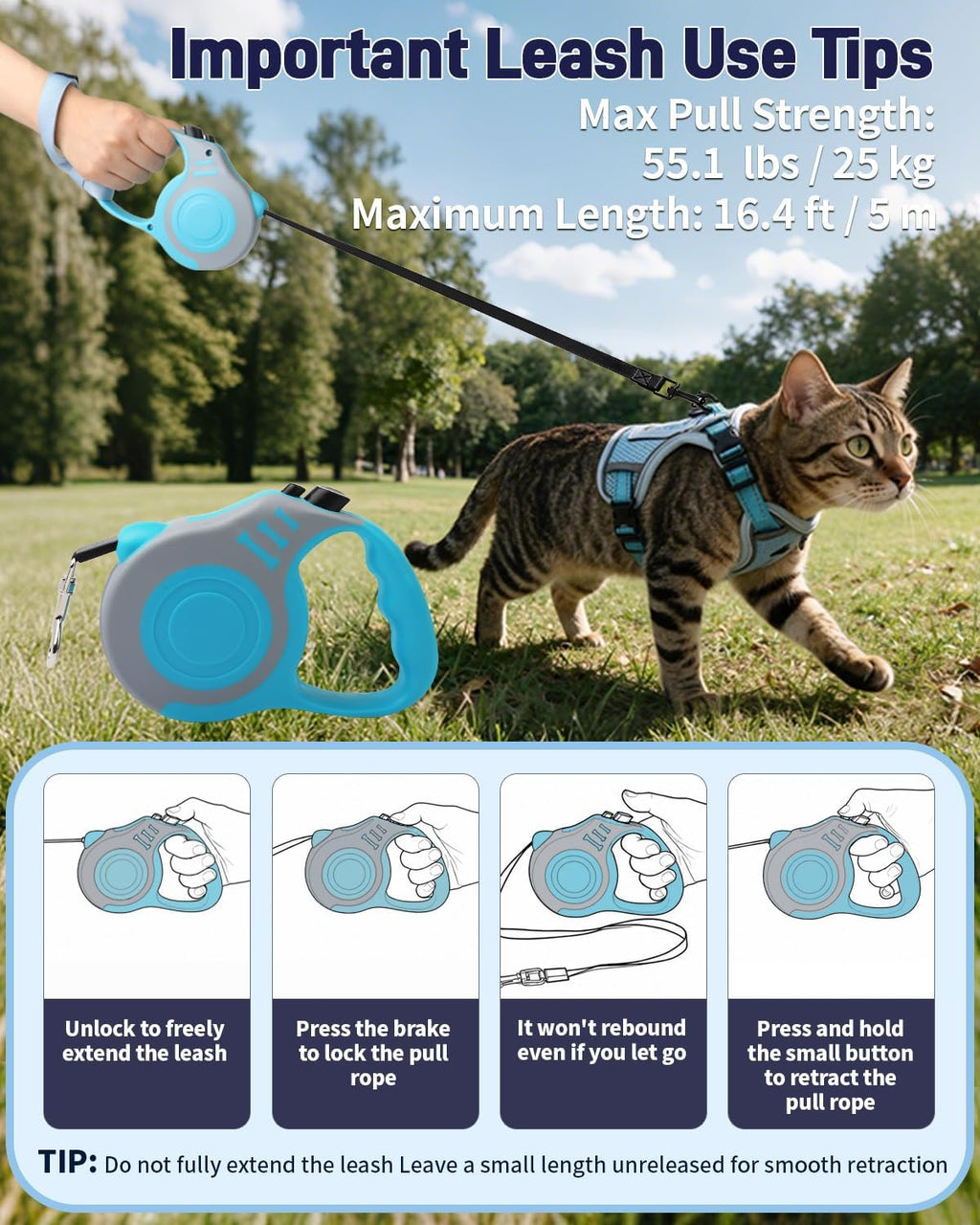 Escape Resistant Cat Harness and Leash Set with Pocket