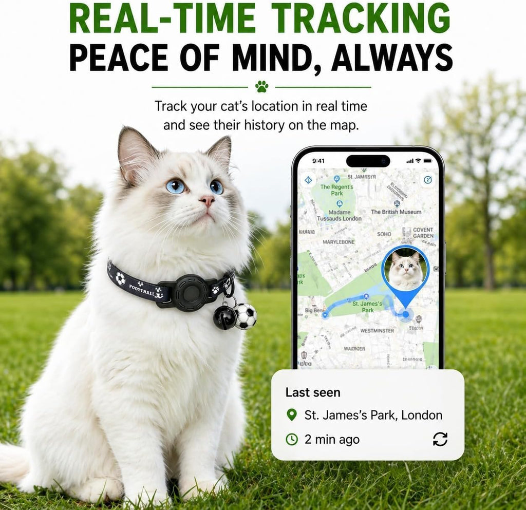 Pet Tracker,GPS Collar for Cats (Android Only) Smart tag,Waterproof Compatible with Google Find My,No Monthly Fee,Advanced Tracking Solution Smart Collar for Pet Safety Ideal Small Large Cats