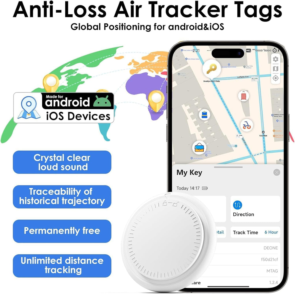 GPS Tracker Tags-4 Pack,Bluetooth Tracker Tags Works with Apple Find My APP (iOS Only, Not for Android),Smart Tag with Keychain/Lanyard,Item Finders Tracker for Key, Luggage, Wallet,Bags,Pets (4Pack)