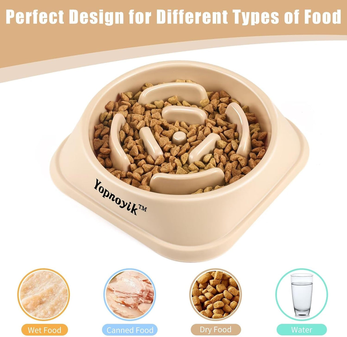 Slow Feeder Dog Bowls for Large Dogs | Non-Slip Base, Anti-Choking Design, Reduces Bloating & Overeating, Easy to Clean, 4 Cups