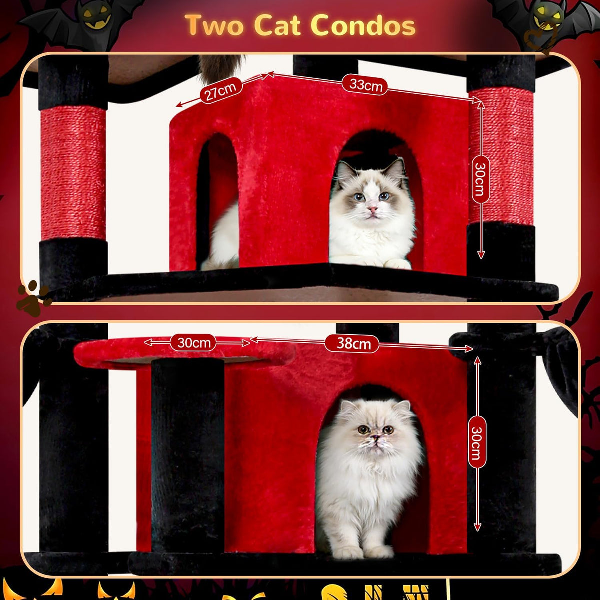Globlazer Big XL Gothic Cat Tower for Indoor Multiple Cats, F68B